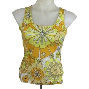 Julie Brown New York Tank Top Sleeveless Rudy Knit Sunkist Cotton Retro Sz XS